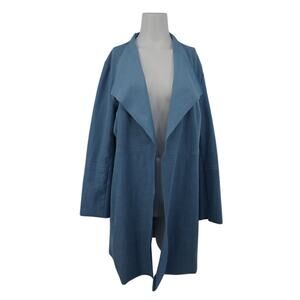 Chicos Faux Suede Snake Print Open Jacket